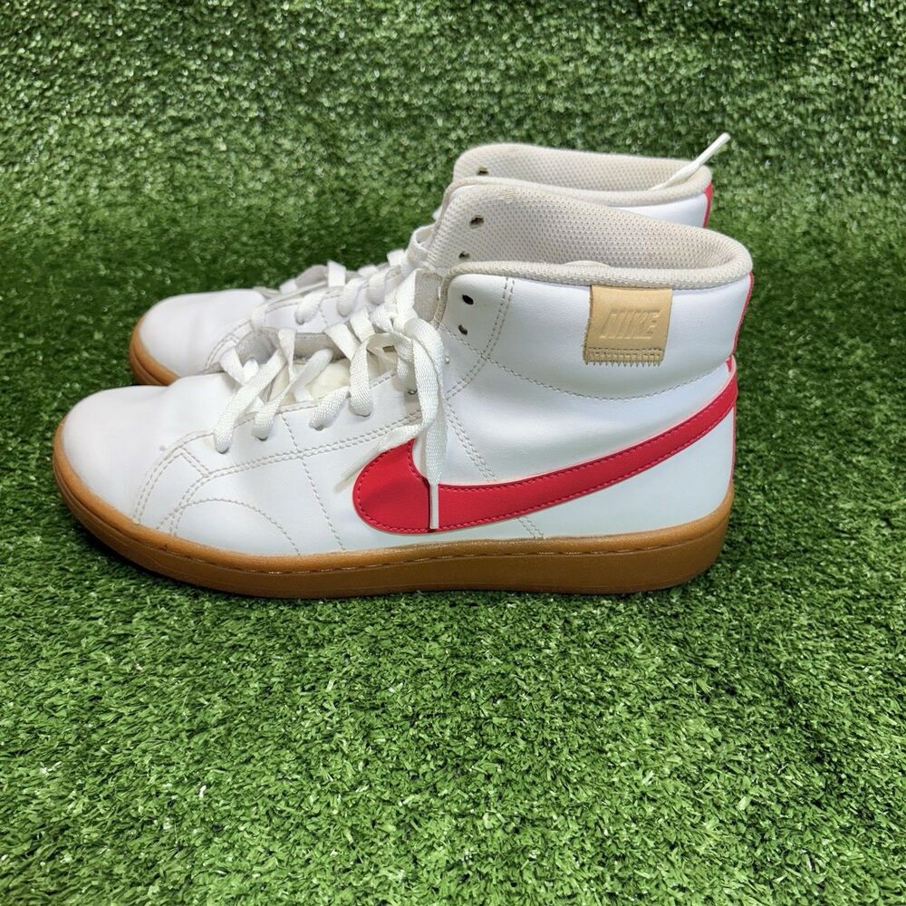 Nike Court Royale 2 Mid Shoes Womens Size 7.5 White Red Gum Sole Box CT1725-101